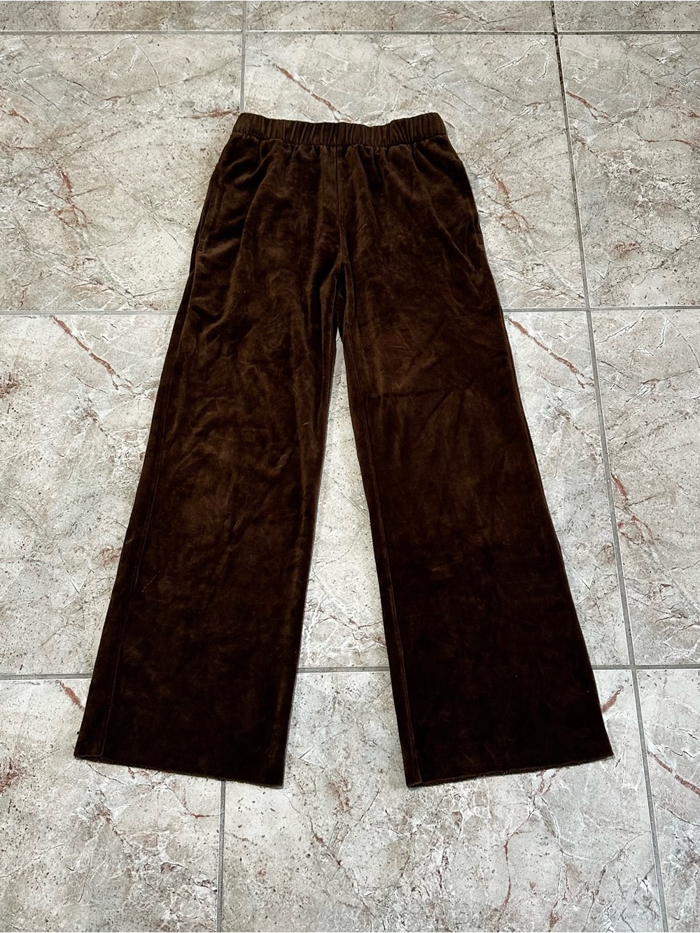 Kids Brown Velour Wide-Leg Bottoms - Picture 2 of 8